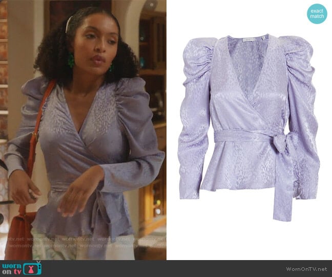 Palermo Top in Lilac by A.L.C. worn by Zoey Johnson (Yara Shahidi) on Grown-ish