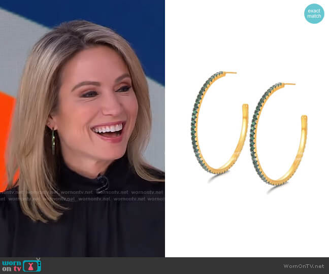 Emerald CZ Hoops by Accessory Concierge worn by Amy Robach  on Good Morning America