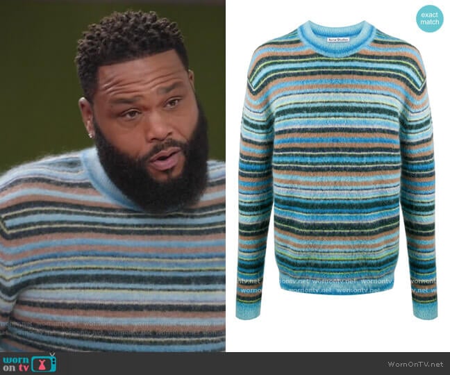 Stripe Crew Neck Jumper by Acne Studios worn by Andre Johnson (Anthony Anderson) on Black-ish