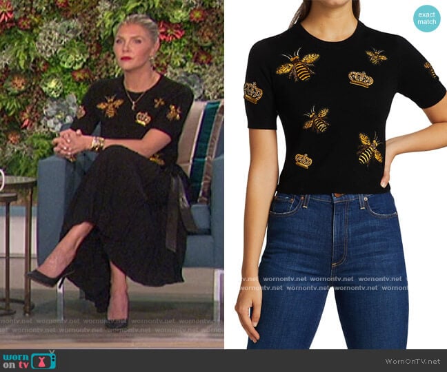 Ciara Bee Embroidered Pullover by Alice + Olivia worn by Amanda Kloots on The Talk