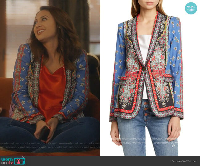 Macey Mix Print Blazer by Alice + Olivia worn by Ana Torres (Francia Raisa) on Grown-ish