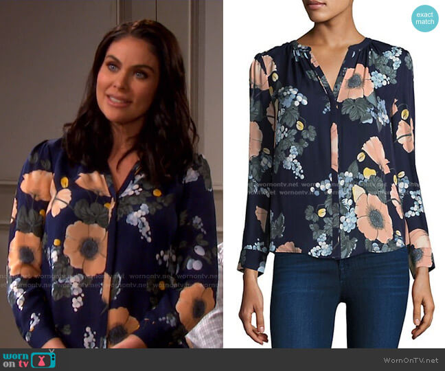 Amarant Bella Floral Silk Blouse by Joie worn by Chloe Lane (Nadia Bjorlin) on Days of our Lives