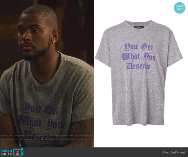 You Get What You Deserve Tee by Amiri worn by Aaron Jackson (Trevor Jackson) on Grown-ish