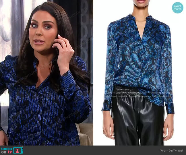 Alice + Olivia Amos Printed Textured Top worn by Chloe Lane (Nadia Bjorlin) on Days of our Lives