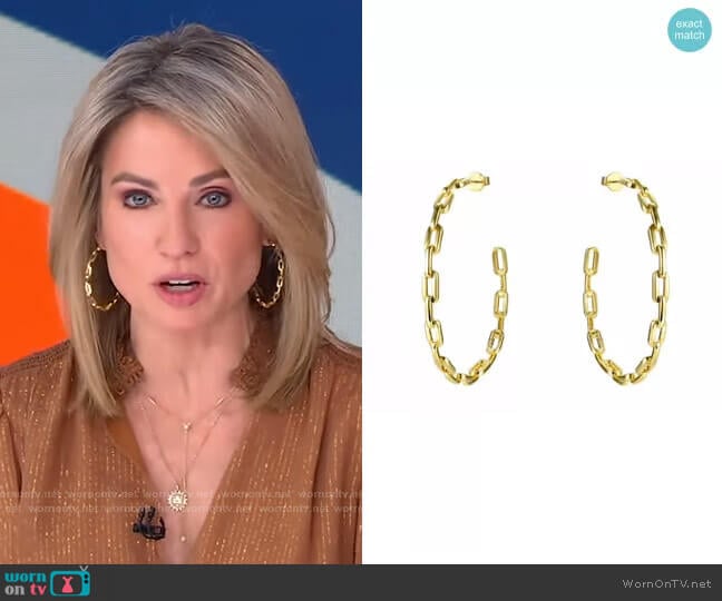 Anchor Chain Hoops by Accessory Concierge worn by Amy Robach on Good Morning America