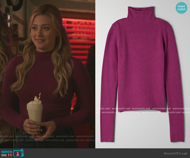 Darling Sweater in Luminous Violet by Wilfred at Aritzia worn by Betty Cooper (Lili Reinhart) on Riverdale