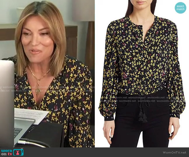 Aster Mixed Floral Blouse by Derek Lam 10 Crosby worn by Kit Hoover  on Access Hollywood