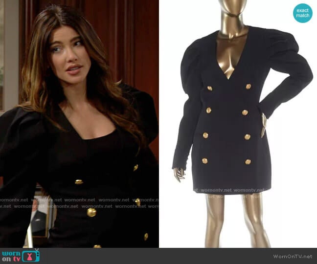 Balmain Mutton Long Sleeve Dress worn by Steffy Forrester (Jacqueline MacInnes Wood) on The Bold and the Beautiful