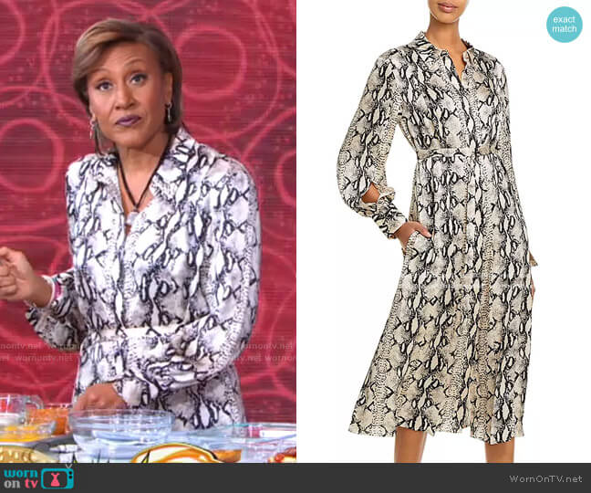 Belted Snake Print Silk Midi Shirtdress by Jason Wu worn by Robin Roberts on Good Morning America