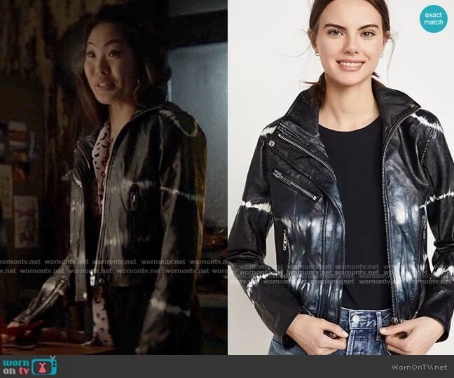 Blank NYC Bliss Field Moto Jacket worn by Mary Hamilton (Nicole Kang) on Batwoman