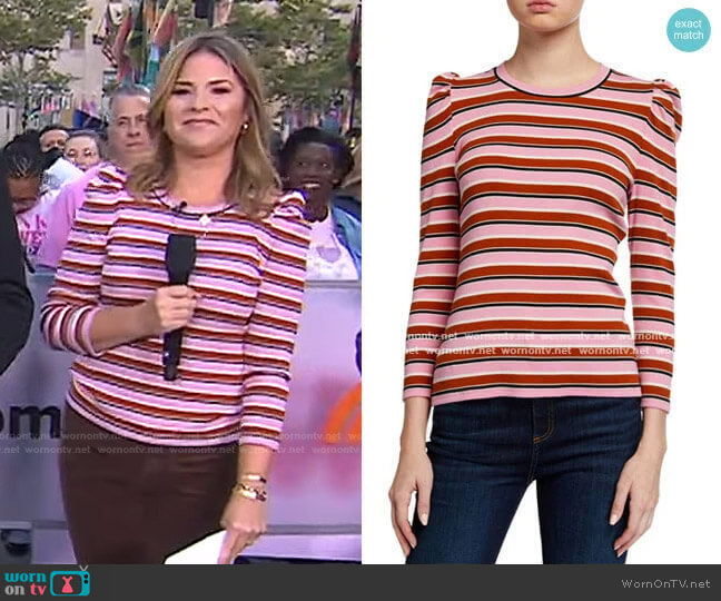 WornOnTV: Jenna’s pink striped puff sleeve top on Today | Jenna Bush ...
