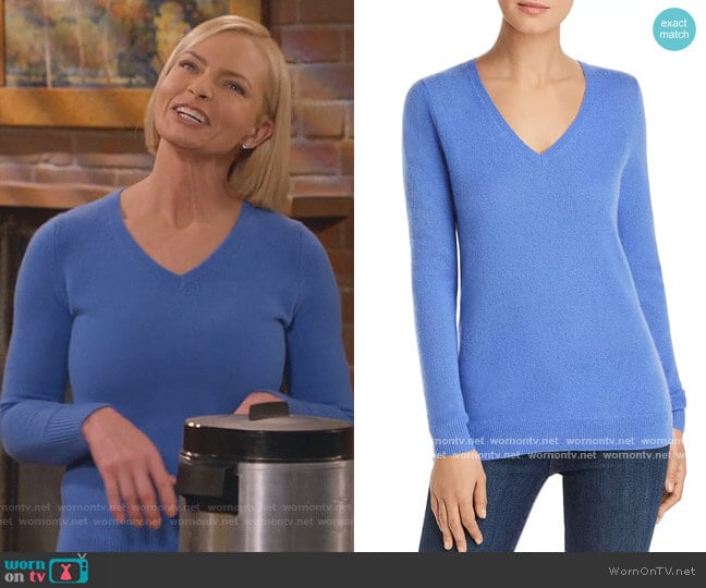 V-Neck Cashmere Sweater by C by Bloomingdales worn by Jill Kendall (Jaime Pressly) on Mom