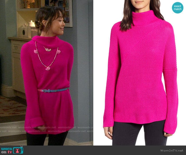 Chelsea28 Stitch Interest Turtleneck Sweater worn by Jen (Krista Marie Yu) on Last Man Standing