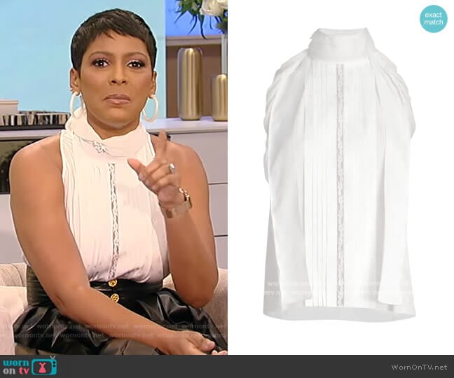 Sleevless Jacquard Crepe De Chine Top by Chloe worn by Tamron Hall on Tamron Hall Show