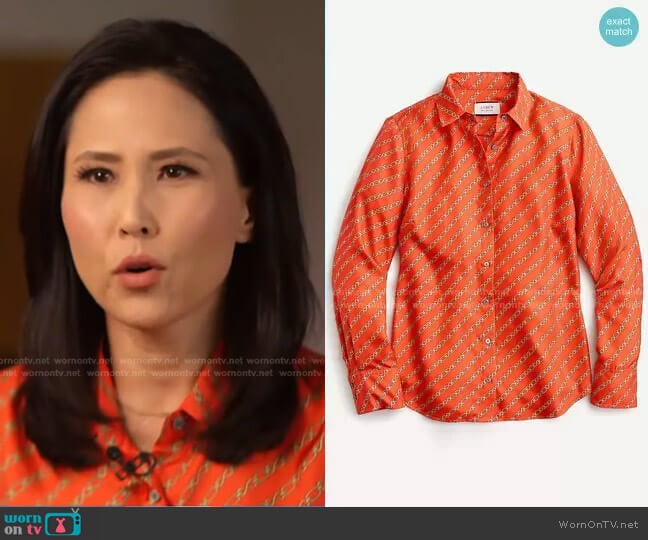 Collection Silk Twill shirt by J. Crew worn by Vicky Nguyen on Today