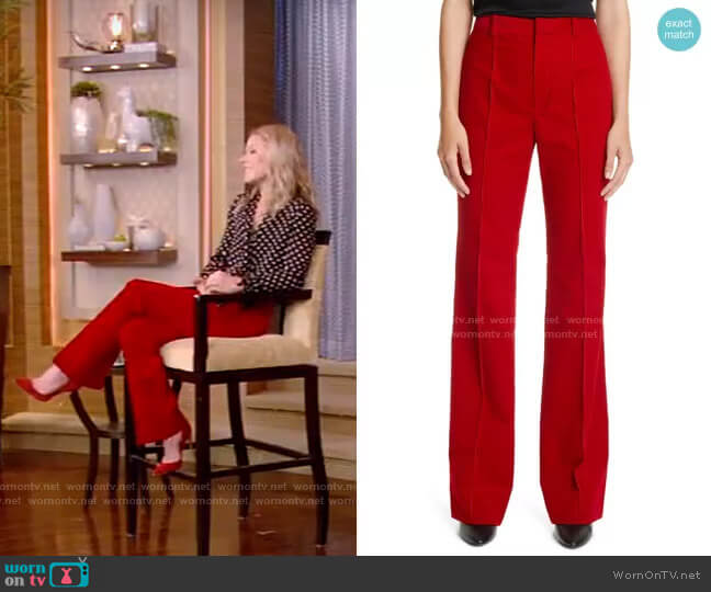 Cord Flared Pants by Saint Laurent worn by Kelly Ripa on Live with Kelly and Mark