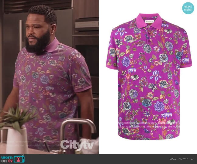 Floral Print Piqué polo shirt by Etro worn by Andre Johnson (Anthony Anderson) on Black-ish