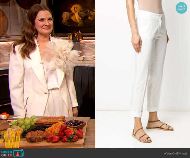 Cropped Turned up Trousers by Etro worn by Drew Barrymore  on The Drew Barrymore Show