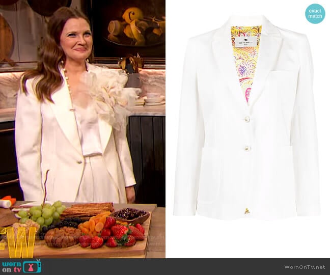 Single-Breasted Blazer by Etro worn by Drew Barrymore on The Drew Barrymore Show