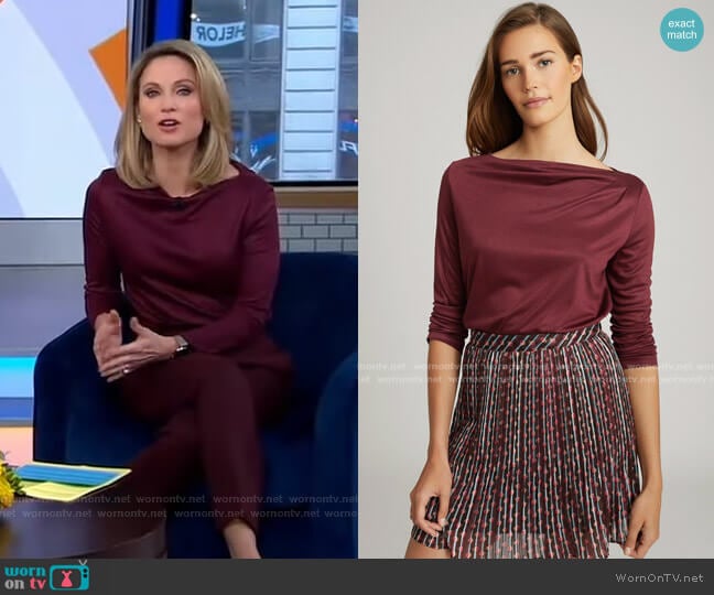 Faye Top in Berry by Reiss worn by Amy Robach on Good Morning America