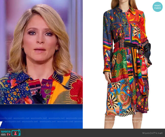 Mixed Scarves Chemise Shirtdress by Farm Rio worn by Sara Haines on The View