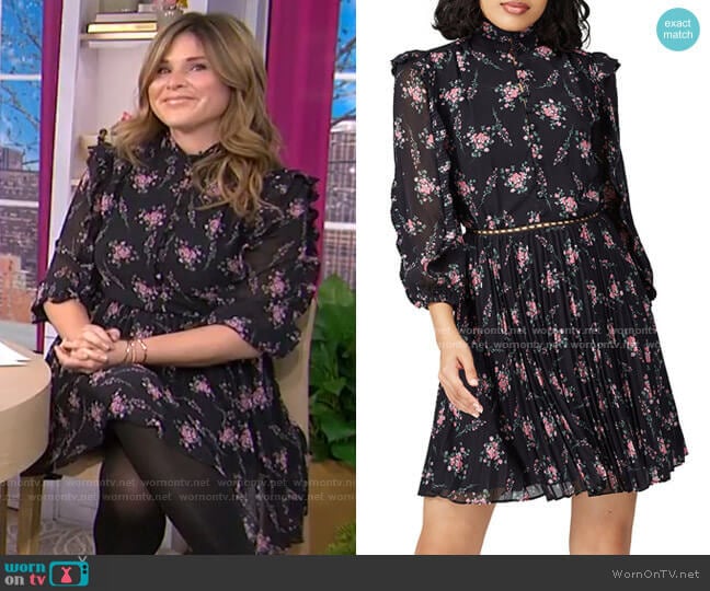 Floral Pleated Dress by ML Monique Lhuillier worn by Jenna Bush Hager on Today