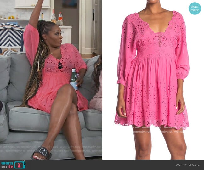 Lottie Eyelet Dress by Free People worn by Cynthia Bailey on The Real Housewives of Atlanta