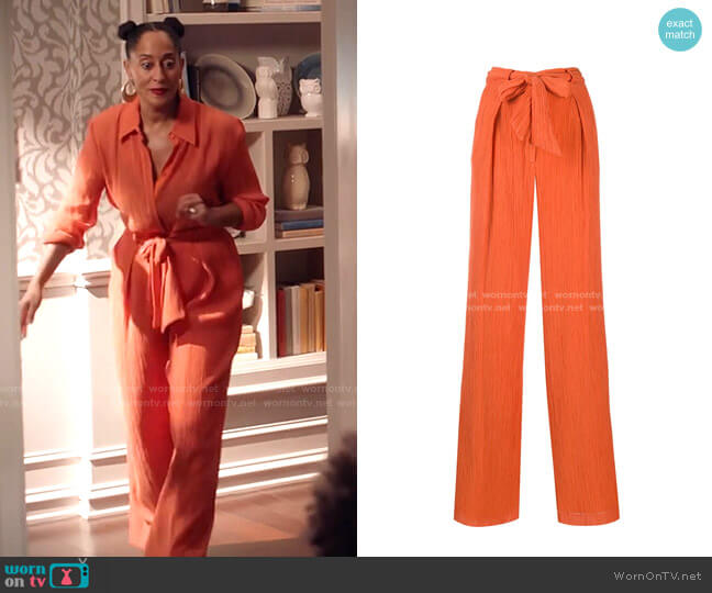 Tomazia Tie-Waist Trousers by Gabriela Hearst worn by Rainbow Johnson (Tracee Ellis Ross) on Black-ish