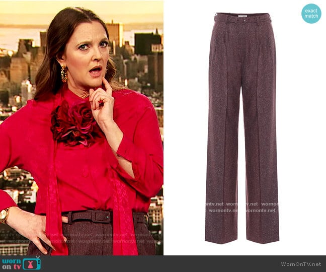 Vargas high-rise straight pants by Gabriela Hearst worn by Drew Barrymore on The Drew Barrymore Show