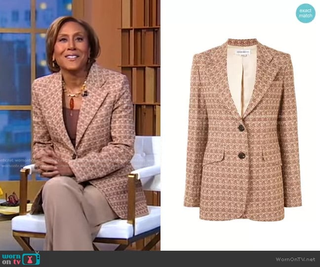 Geometric Pattern Single-Breasted Blazer by Victoria Beckham worn by Robin Roberts on Good Morning America