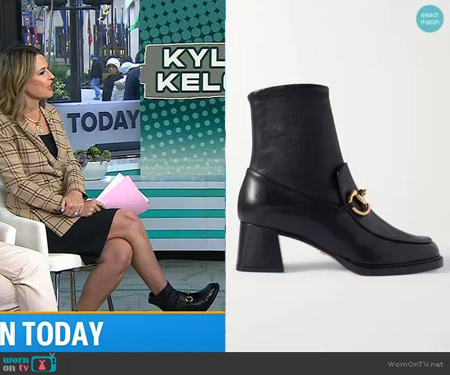 Gucci Horsebit-Detailed Leather Ankle Boots worn by Savannah Guthrie on Today