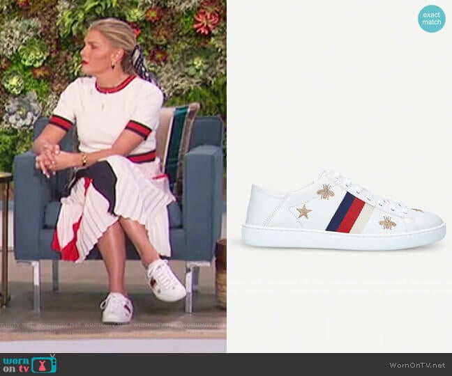 Ace sneaker with bees and stars by Gucci worn by Amanda Kloots on The Talk