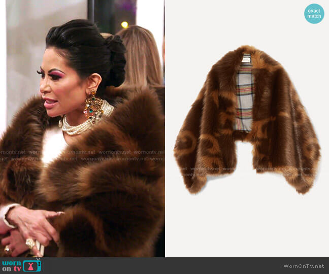 Faux Fur Stole by Gucci worn by Jen Shah  on The Real Housewives of Salt Lake City
