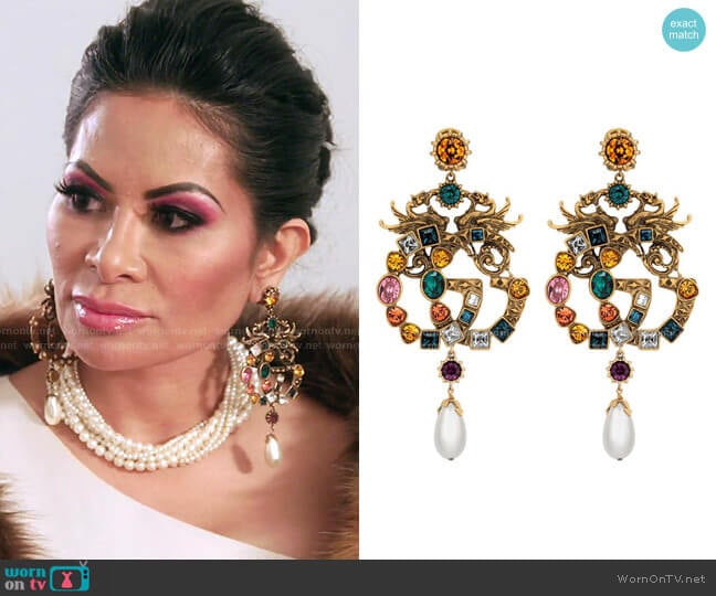 Crystal Double G earrings by Gucci worn by Jen Shah on The Real Housewives of Salt Lake City