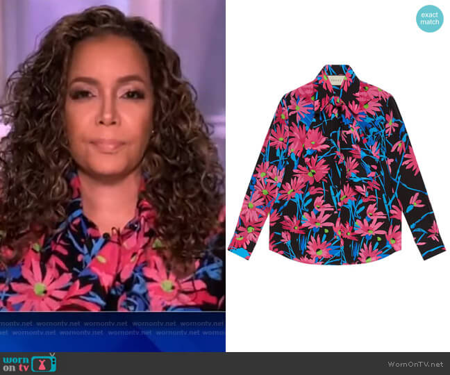 Floral Print Silk Shirt by Gucci worn by Sunny Hostin on The View