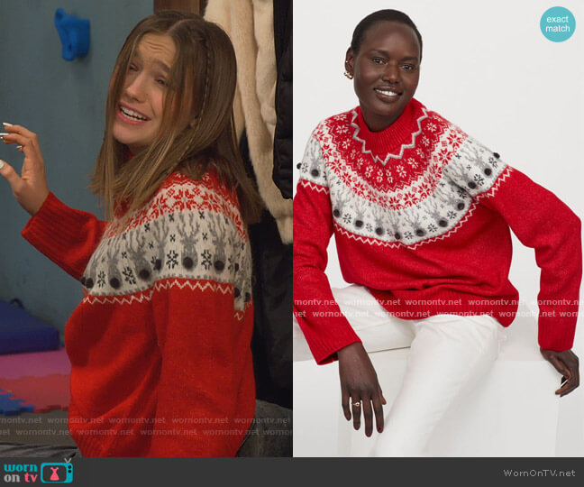 Jacquard-knit Sweater by H&M worn by Presley (Jayden Bartels) on Side Hustle