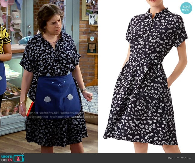 Hobbs Aurelia Daisy Print Shirt Dress worn by Kat Silver (Mayim Bialik) on Call Me Kat