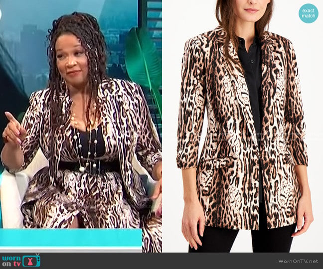 Animal-Print Jacket by INC International Concepts worn by Kym Whitley on E! News