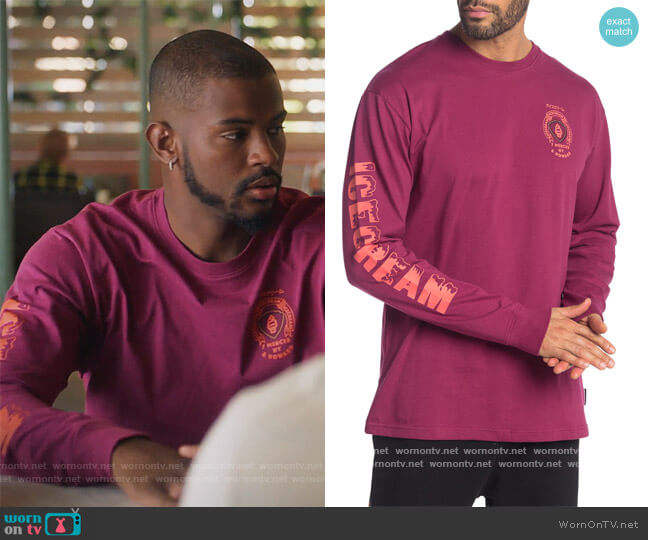 Mega Long Sleeve T-Shirt by Ice Cream worn by Aaron Jackson (Trevor Jackson) on Grown-ish