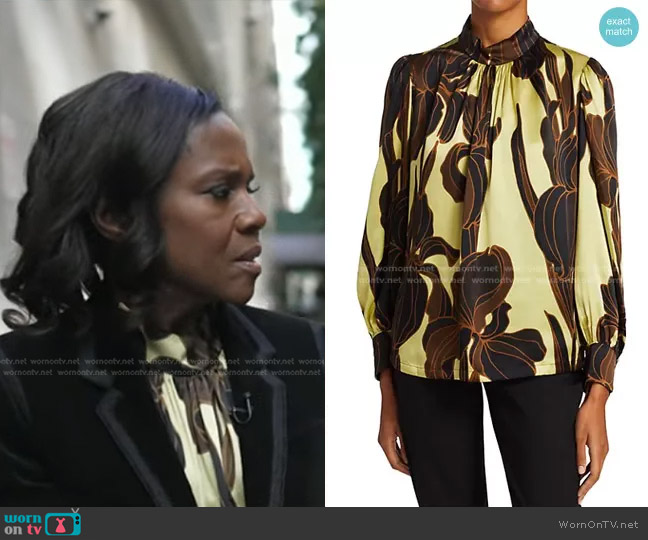 WornOnTV: Deborah’s yellow and brown printed blouse on Good Morning ...