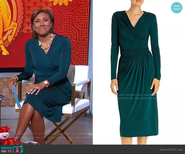 WornOnTV: Robin’s green ruched dress on Good Morning America | Robin ...