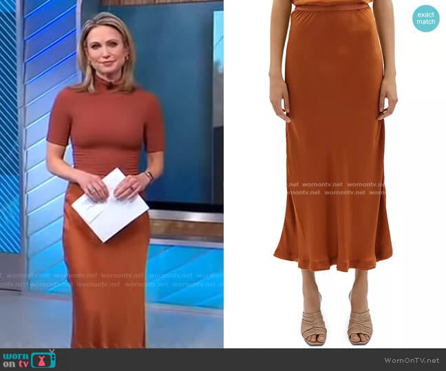 Karter Bias Slip Skirt by Jonathan Simkhai Standard worn by Amy Robach on Good Morning America