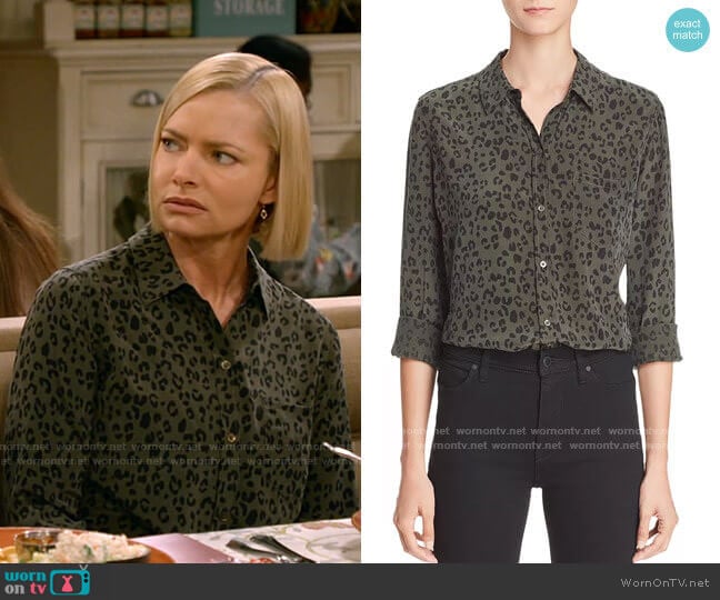 Kate Silk Shirt in Olive Cheetah by Rails worn by Jill Kendall (Jaime Pressly) on Mom