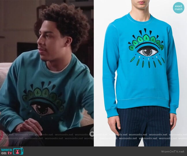 Eye Sweatshirt by Kenzo worn by Andre Johnson Jr (Marcus Scribner) on Black-ish