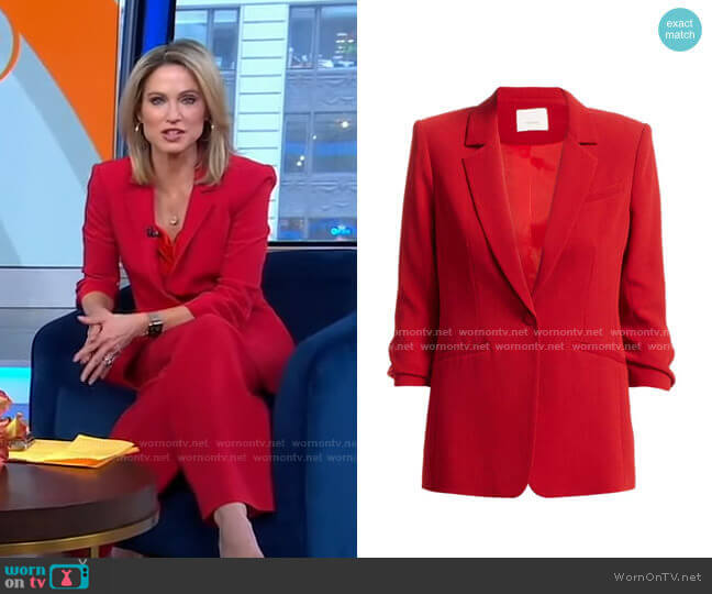 Khloe Crepe Ruched Blazer by Cinq a Sept worn by Amy Robach on Good Morning America