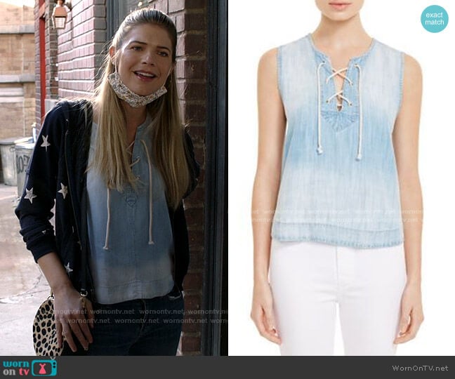 Lace-up chambray tank by Bella Dahl worn by Tami Tamietti (Kate Miner) on Shameless