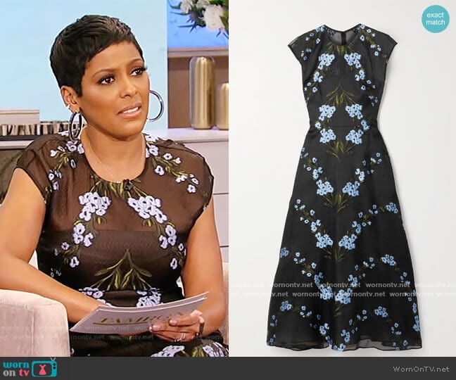 Wildflower fil coupe silk-blend organza midi dress by Lela Rose worn by Tamron Hall on Tamron Hall Show