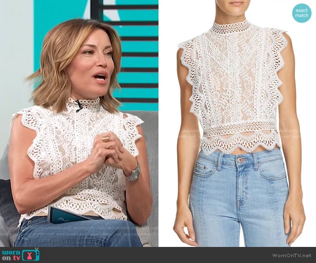 Abigail Lace Cropped Top by Lucy Paris worn by Kit Hoover on Access Hollywood