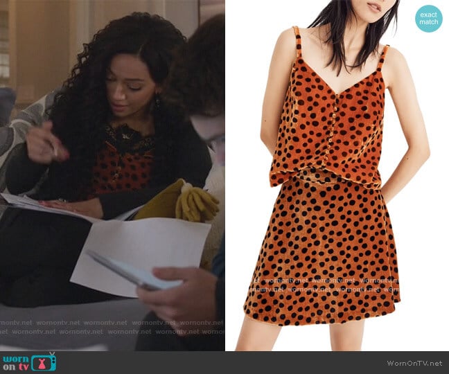 Velvet Leopard Dot Button Front Camisole by Madewell worn by Olivia Baker (Samantha Logan) on All American