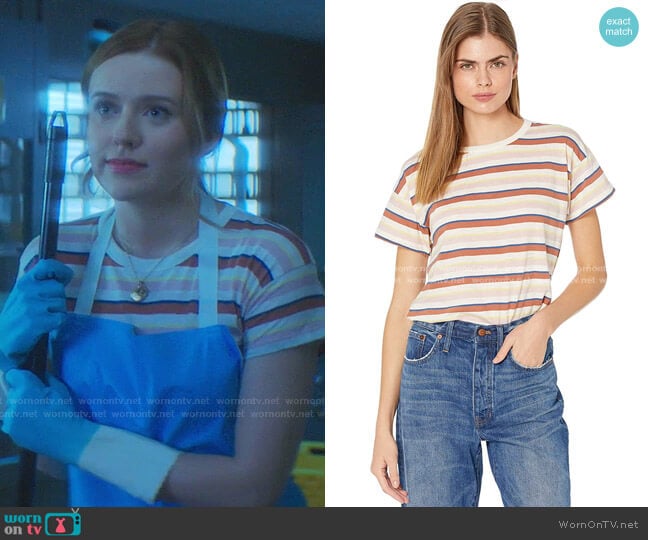 Whisper Cotton Tee in Daniels Stripe by Madewell worn by Nancy Drew (Kennedy McMann) on Nancy Drew